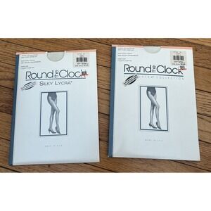 2 1994 Round the Clock Tanga‎ Top Pantyhose IVORY Size A Style 61 Silky Lycra